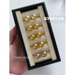 金珠大賞!珍珠耳釘耳飾南洋金珠濃金茶金伴彩S925銀18k無耳洞耳夾