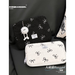 韓國ins少女心可愛毛絨蘋果筆記型電腦包14寸平板ipad11寸內膽包