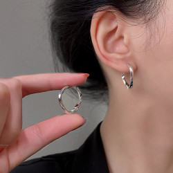 Z小姐 925銀幾何方形素圈耳環小衆設計2025新款爆款耳飾ins冷淡風