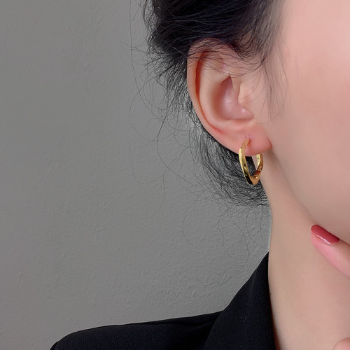 Z小姐 925銀幾何方形素圈耳環小衆設計2025新款爆款耳飾ins冷淡風