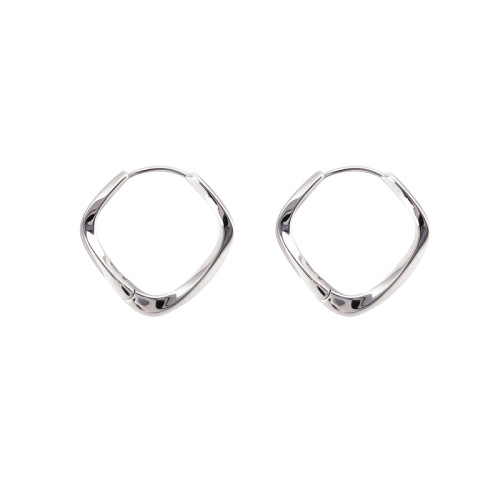 Z小姐 925銀幾何方形素圈耳環小衆設計2025新款爆款耳飾ins冷淡風