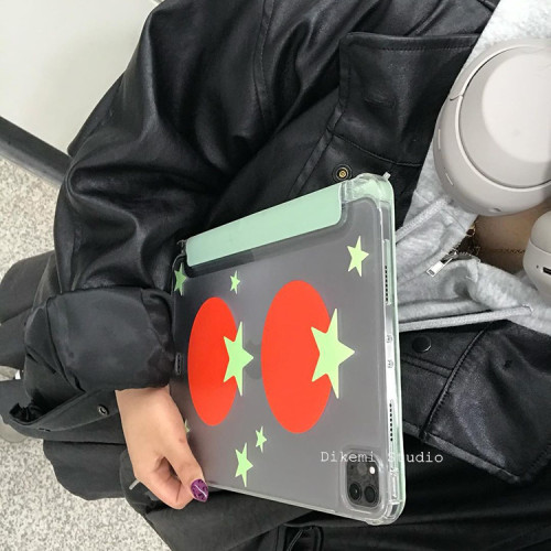 韓國ins小衆設計五角星番茄帶筆槽ipad2025平板電腦保護殼支架air4/5/6/7適用蘋果ipad11保護皮套防摔軟殼