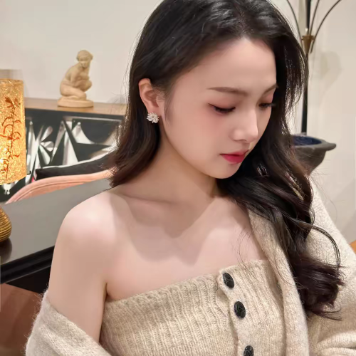 十裡間【真的要買～有耳夾】亮晶晶璀璨菸花耳釘百搭花朵耳環