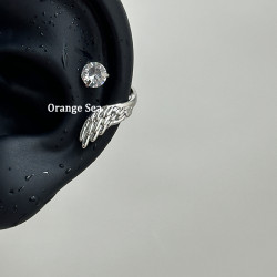 Orange Sea絕美天使羽翼鈦鋼耳骨釘百搭獨特超閃翅膀鋯石耳釘耳飾