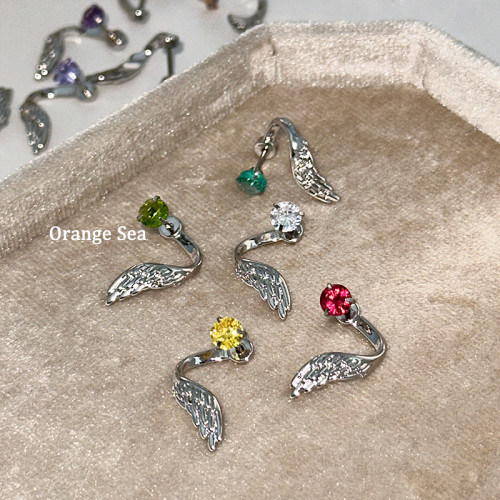 Orange Sea絕美天使羽翼鈦鋼耳骨釘百搭獨特超閃翅膀鋯石耳釘耳飾