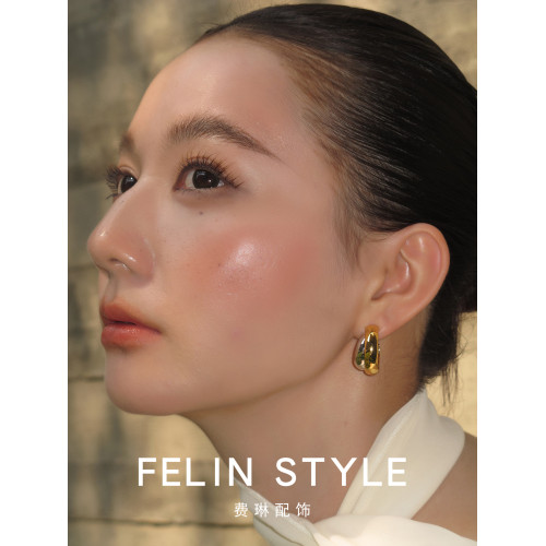 歐美個性金銀色C形耳圈金屬圓圈耳環女秋冬2026新款輕奢高級耳飾