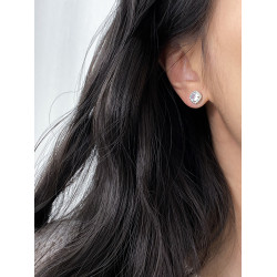 DOUDOU STORE 925銀針托帕石淺藍色春夏簡約精緻耳釘女方鑽高級感