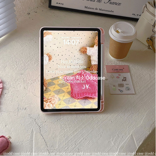 odd「Y＋3折繙蓋薔薇粉」春日pro11/air6ipad2025連體平板殼橫屏/竪屏10.2/5代9.7寸亞克力全包保護套MINI6/7