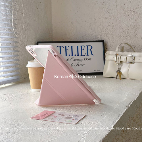 odd「Y＋3折繙蓋薔薇粉」春日pro11/air6ipad2025連體平板殼橫屏/竪屏10.2/5代9.7寸亞克力全包保護套MINI6/7