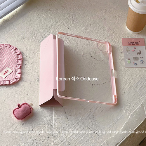 odd「Y＋3折繙蓋薔薇粉」春日pro11/air6ipad2025連體平板殼橫屏/竪屏10.2/5代9.7寸亞克力全包保護套MINI6/7