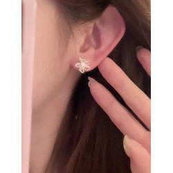 小衆設計少女感鋯石花耳釘耳環女甜美氣質百搭小款配飾素款防過敏