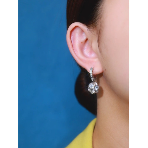 高級感銀色鑽球耳釦耳環女設計感網紅百搭耳飾簡約防過敏大氣耳墜