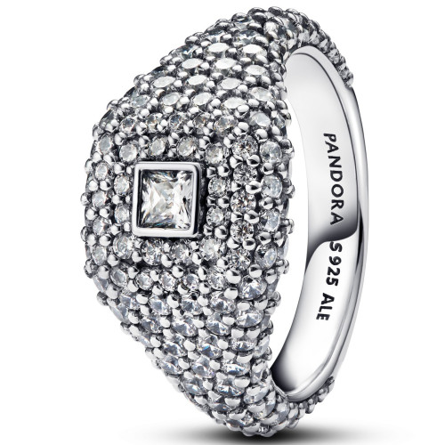 潘家925銀新品蝴蝶結戒指交纏方形大滿鑽五角星萬聖節戒指