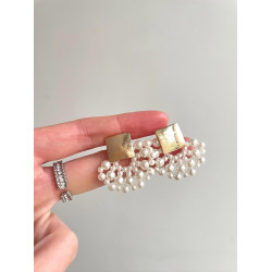 Vintage古著 Square pearls耳飾