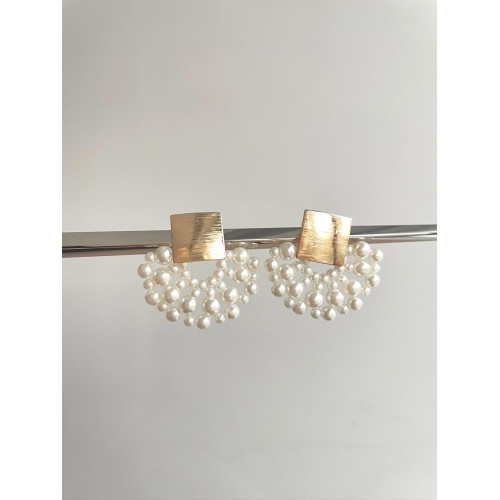 Vintage古著 Square pearls耳飾