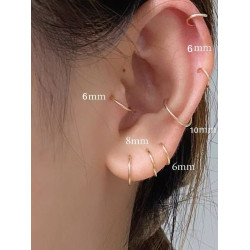 14K包金925銀 極簡迷你小圓圈耳釘耳圈歐美簡約 洗澡睡覺免摘耳環