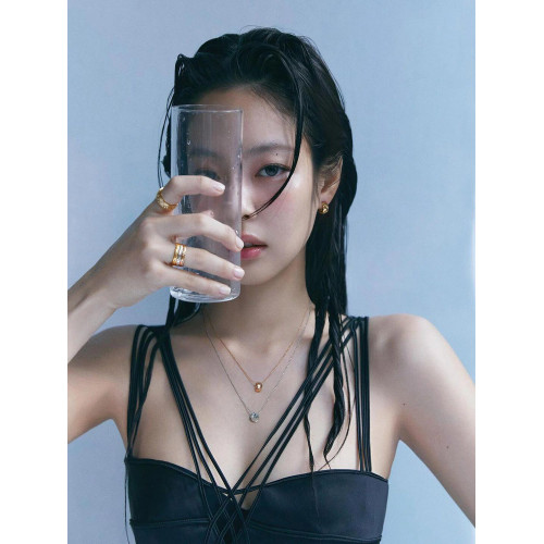 Jennie同款耳環金智妮樸敏英金裕貞菱形格紋耳夾小香風輕奢高級氣