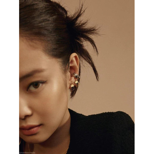 Jennie同款耳環金智妮樸敏英金裕貞菱形格紋耳夾小香風輕奢高級氣