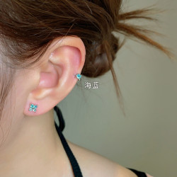 pinkglam巨好看的耳釘華子爆閃耳釦式耳環鑽石耳骨環耳飾耳圈小號