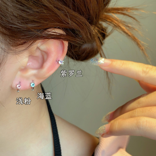 pinkglam巨好看的耳釘華子爆閃耳釦式耳環鑽石耳骨環耳飾耳圈小號