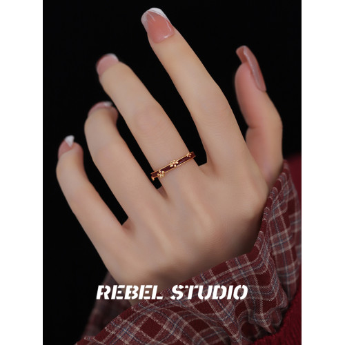 紅色滴油花朵戒指女款溫柔氣質小衆復古輕奢高級感開口食指戒指環