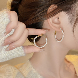 珍珠圈圈耳環女2026新款爆款時尚大耳圈高級感輕奢耳釘巨好看耳飾