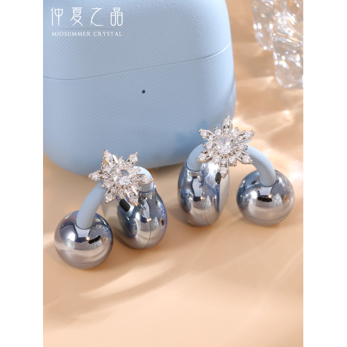 雪花耳夾式耳機鑽釦可蓋適用華爲freeclip2二代耳飾裝飾配飾飾品 雪花耳夾式耳機鑽釦可蓋適用華爲freeclip2二代耳飾裝飾配飾飾品