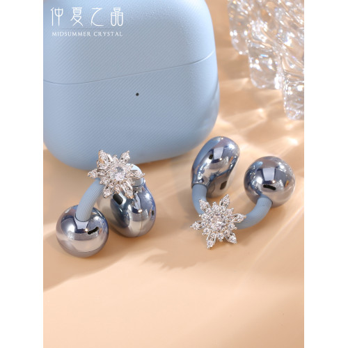 雪花耳夾式耳機鑽釦可蓋適用華爲freeclip2二代耳飾裝飾配飾飾品 雪花耳夾式耳機鑽釦可蓋適用華爲freeclip2二代耳飾裝飾配飾飾品