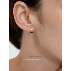 G/S波羅的海 精緻迷你復古寶藍色鋯石鑲嵌耳圈輕奢高品質耳環女