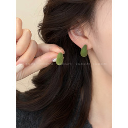 復古秋冬紅色植絨耳環女2026新年獨特漂亮銀針耳釘適合冬天的耳飾