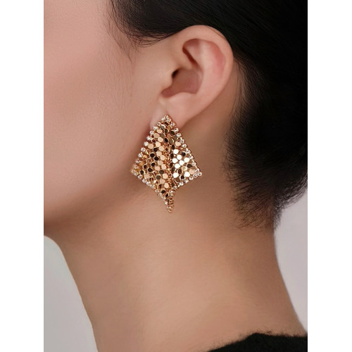 魔毯爆閃鱗片小方巾金色巨好看耳環女款2025新款秋冬誇張耳飾耳墜 魔毯爆閃鱗片小方巾金色巨好看耳環女款2025新款秋冬誇張耳飾耳墜