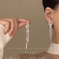 「晚宴名流」超閃鋯石耳環女高級感輕奢流蘇禮服宴會獨特漂亮耳飾