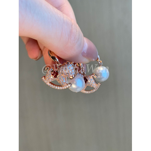 VanWan【聯名版】老fa～馬年限定 閃鑽馬耳環紅色奶油花耳飾銀針