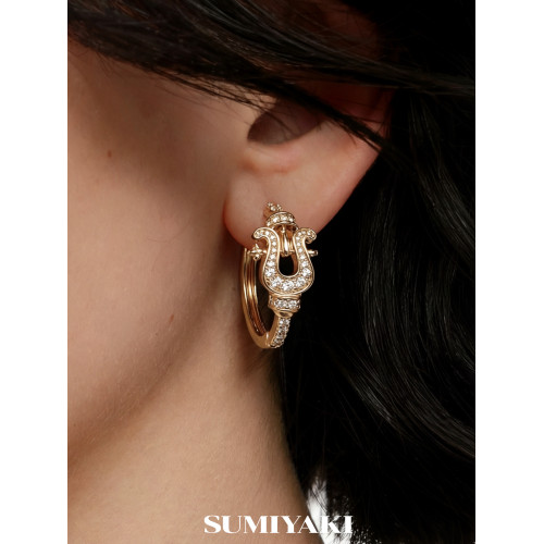 SUMIYAKI 馬年系列 馬蹄釦鑲鑽耳釦小衆高級通勤耳環耳飾新年禮物
