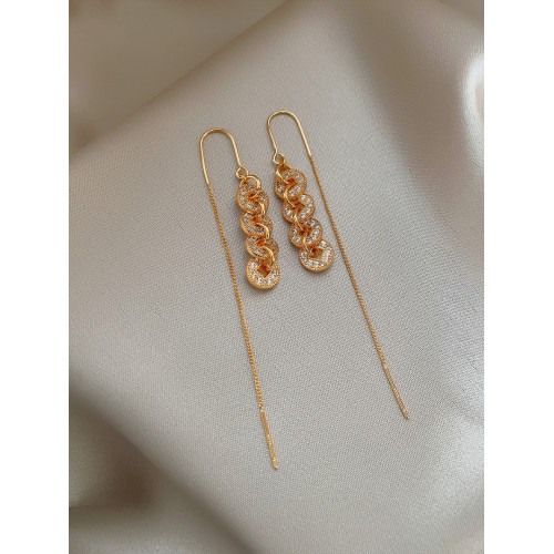 新中式銅錢耳線女2026年新款爆款秋冬長款耳飾氣質高級感流蘇耳環