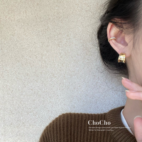 chocho/經典款 韓國金銀設計感凹面褶皺耳釘小衆簡約百搭耳環