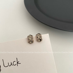 chocho/暗夜柏林灰 韓國小衆設計感復古高級感耳釘耳環簡約耳飾女