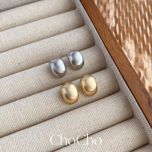 chocho/法式復古啞光拉絲耳環小衆高級感簡約氣質冷淡風耳釘耳飾