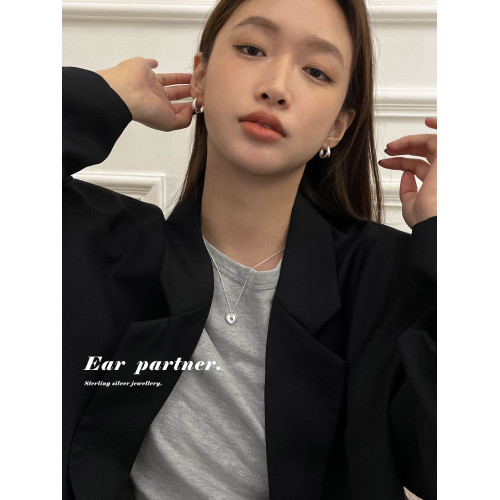 耳環女小衆高級感耳釘冷淡風金色耳圈簡約素圈耳釦銀耳飾2025新款