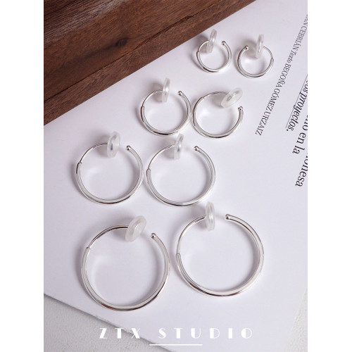 ZTX 素圈耳夾無耳洞女日常百搭圓圈耳飾無痛蚊香盤無洞夾耳式耳環