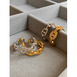 不掉色金銀開口食指豬鼻子戒指女小衆設計精緻輕奢高級感2026新款