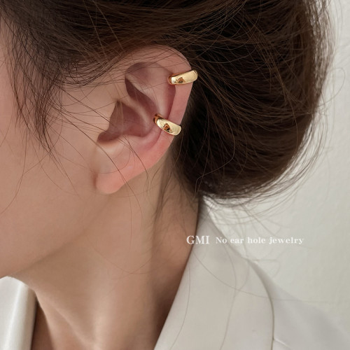 GMI素圈金屬耳骨夾女士冷淡風輕奢高級感無耳洞耳夾金色耳環耳飾