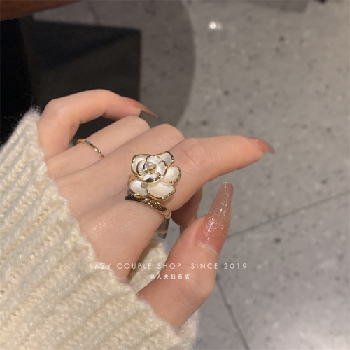 法式溫柔~山茶花戒指女ins高級感小衆設計輕奢小香風指環開口復古 法式溫柔~山茶花戒指女ins高級感小衆設計輕奢小香風指環開口復古