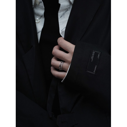 SUMIYAKI新款個性雙圈戒指女輕奢小衆精緻時尚設計冷淡風情侶對戒