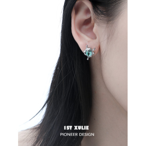 貓瞳/1STXULIE原創小耳釘小衆設計高級耳環甜酷925銀針貓眼耳飾女