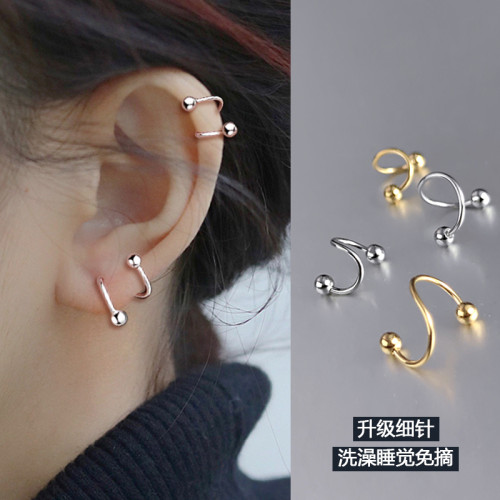 獨特S型耳骨釘女細針鈦鋼螺絲擰2025新款睡覺免摘簡約耳釘耳飾
