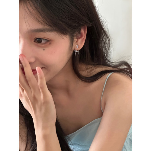 原創甜美蝴蝶結耳釘女純銀針絕美耳墜耳環2026新款爆款高級感耳飾