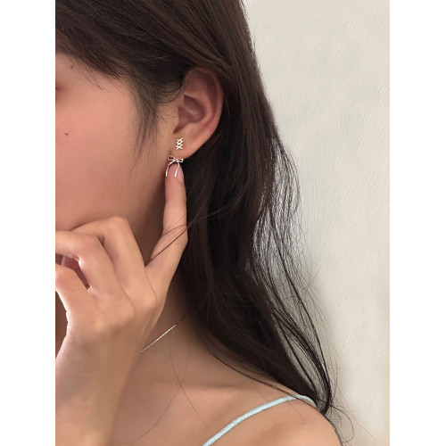 原創甜美蝴蝶結耳釘女純銀針絕美耳墜耳環2026新款爆款高級感耳飾