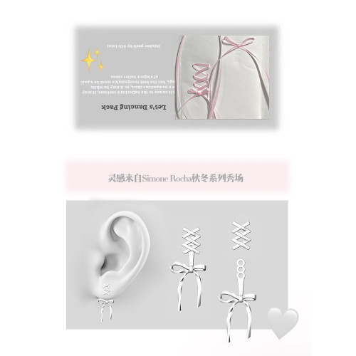 原創甜美蝴蝶結耳釘女純銀針絕美耳墜耳環2026新款爆款高級感耳飾