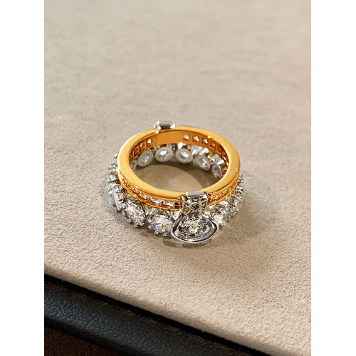 金銀拼色土星西太後曡戴戒指女輕奢高級感新款個性小衆設計食指環 金銀拼色土星西太後曡戴戒指女輕奢高級感新款個性小衆設計食指環